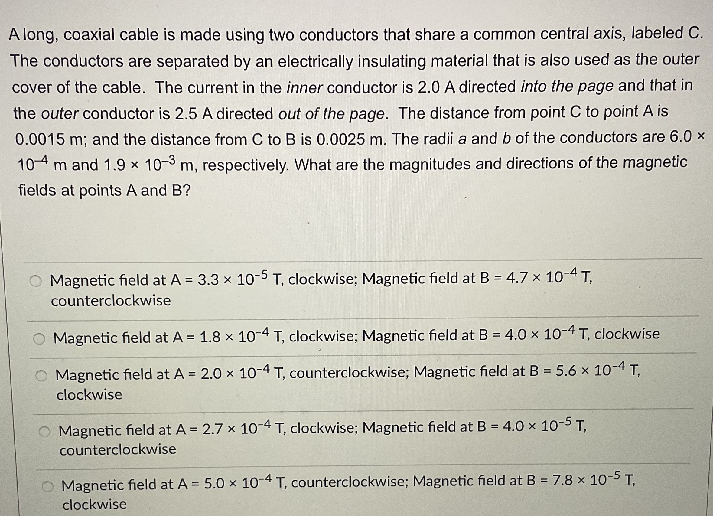  A long, coaxial cable is made using two conductors that share
