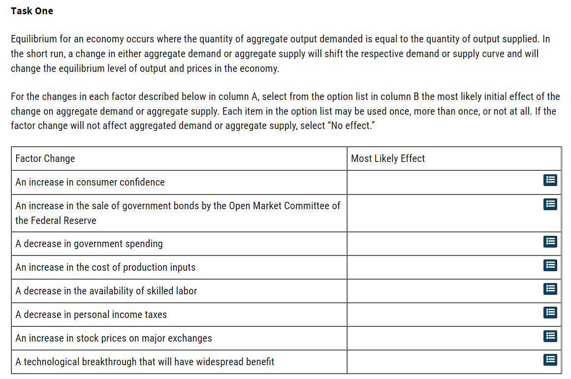the short run, a change in either aggregate demand or aggregate supply