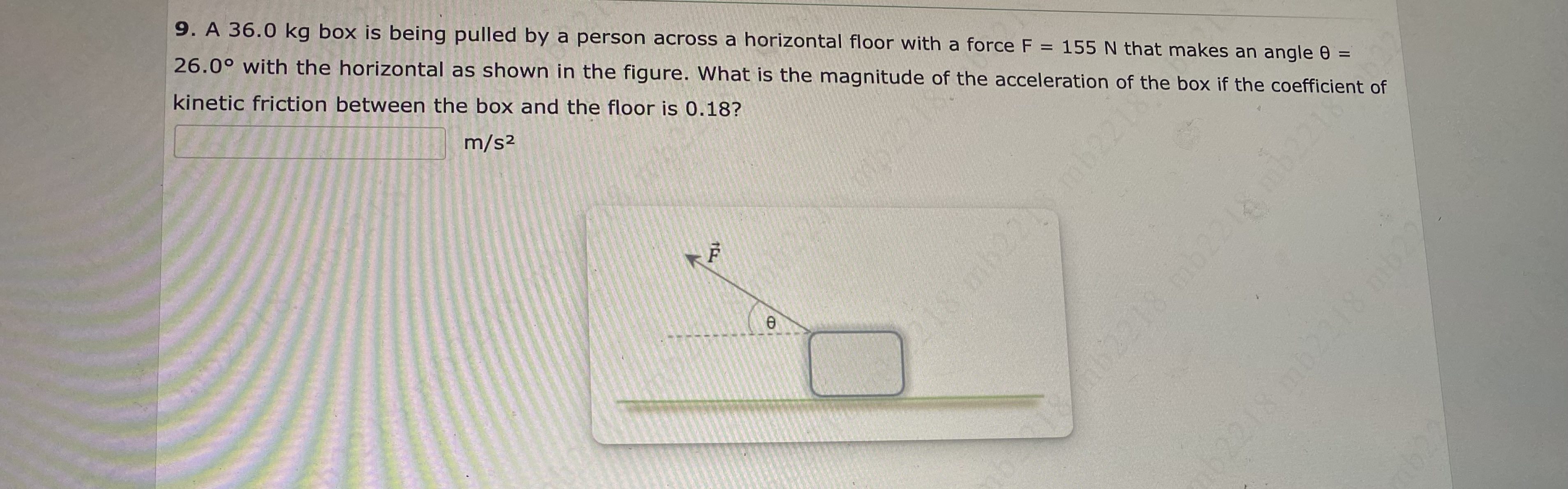 the figure. What is the magnitude of the acceleration of the box