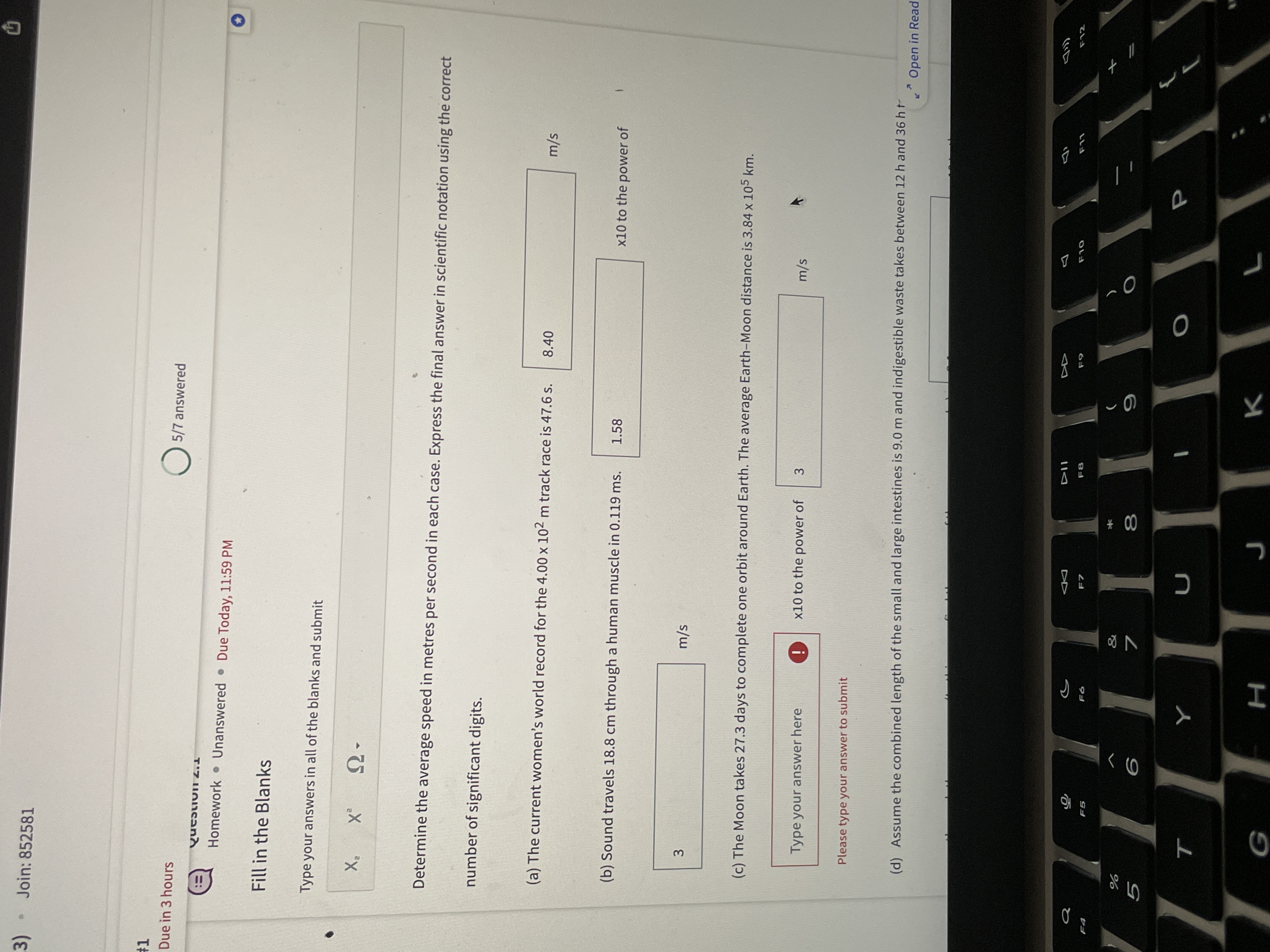 answered Homework . Unanswered . Due Today, 11:59 PM Fill in the