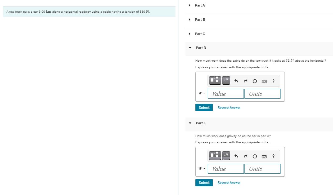 HA W = Value Units Submit Request Answer Part B How much