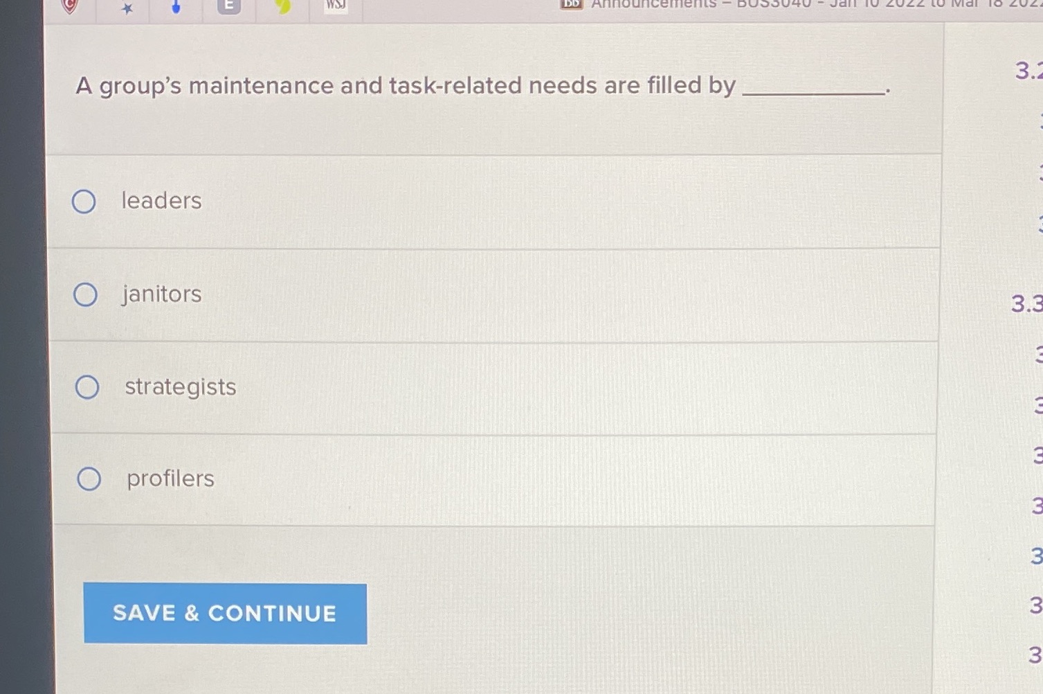 3.1 A group's maintenance and task-related needs are filled by O