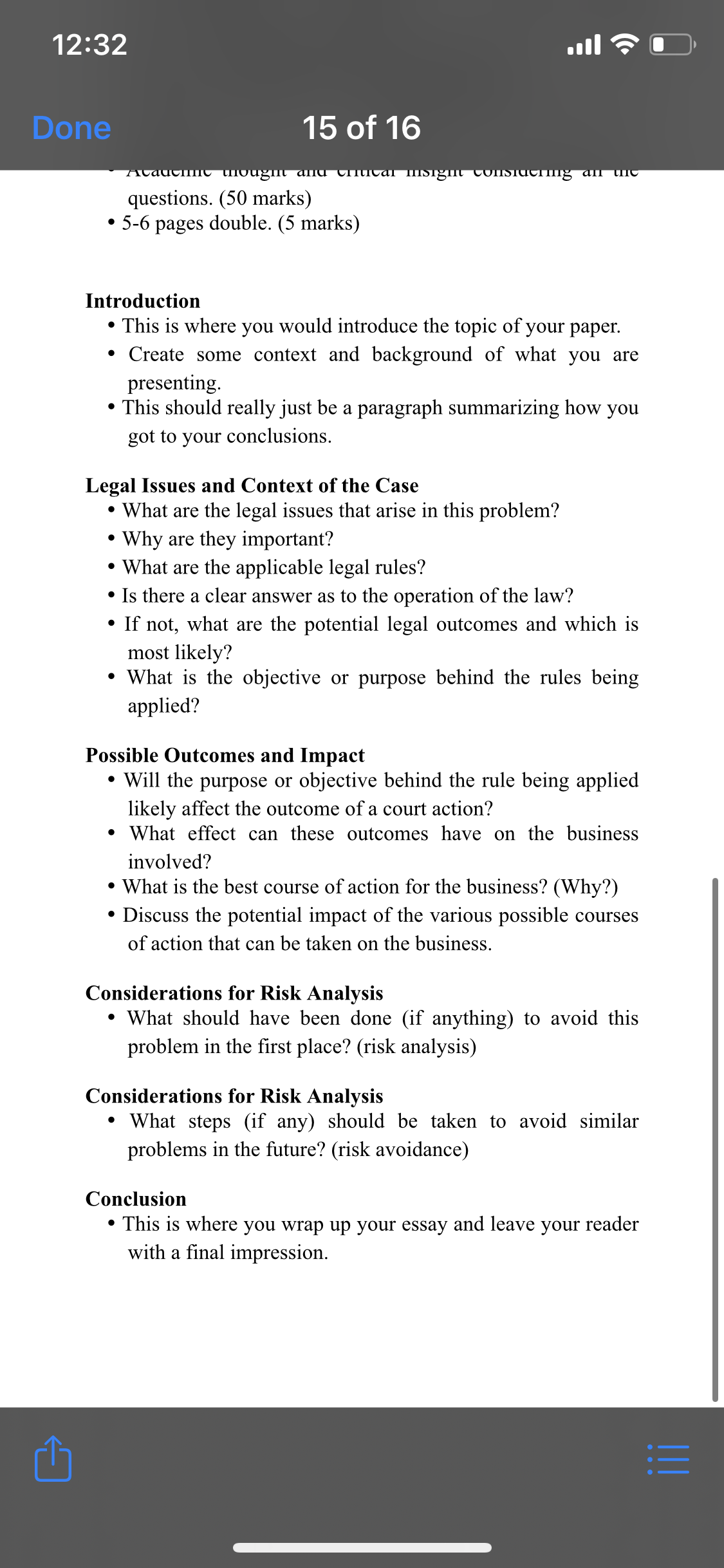 summarizing how you got to your conclusions. Legal Issues and Context of
