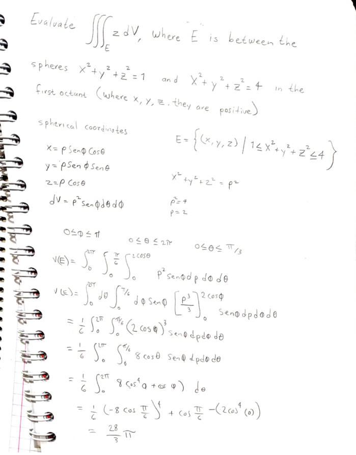  Evaluate 2 0 V Where E is between the spheres X