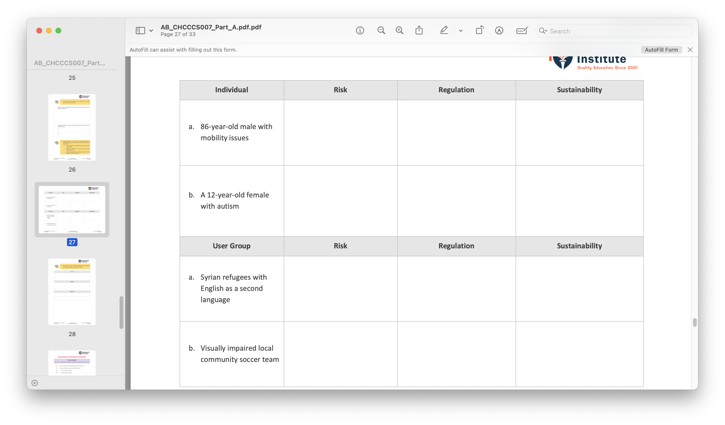 Needs refer to the person's essential needs or requirements.ii. Identify one issue