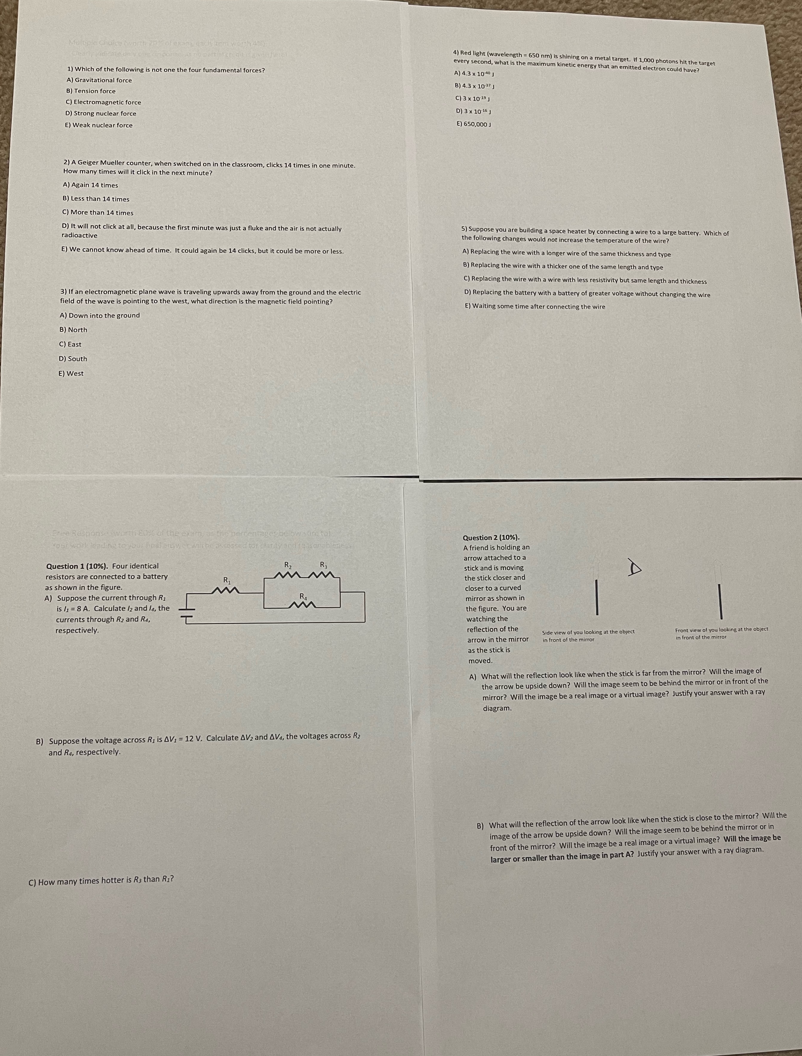 Answer all. 4) Red light (wavelength = 650 nm) is shining on