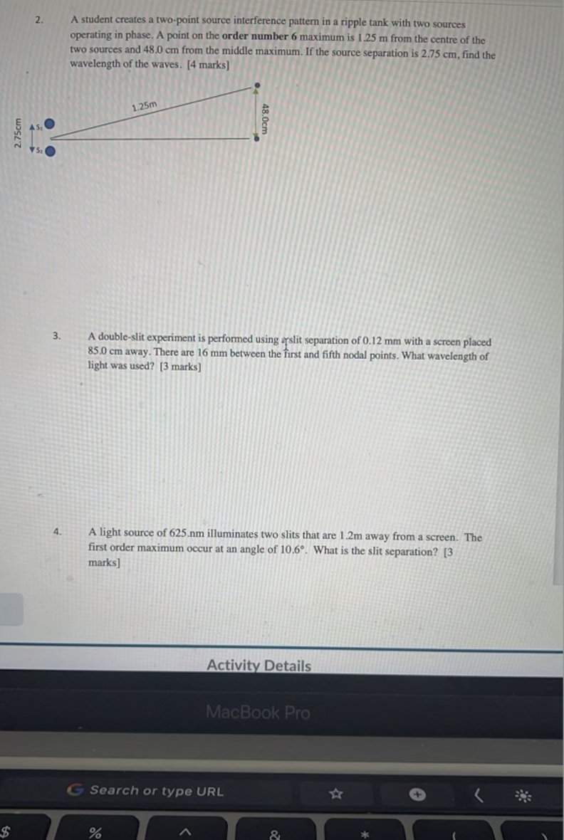 source interference pattern is generated in a swimming pool. A piece of