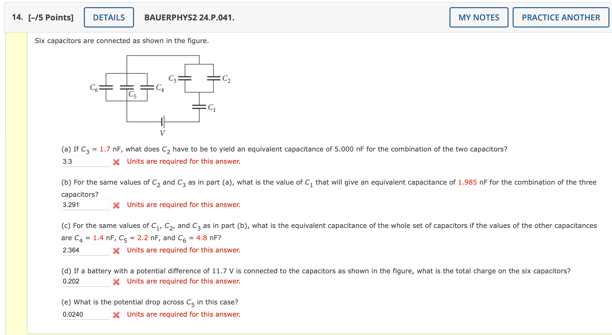  14. [-I5 Points] DETAILS BAUERPHYSZ 24.P.041. MY NOTES PRACTICE ANOTHER Six