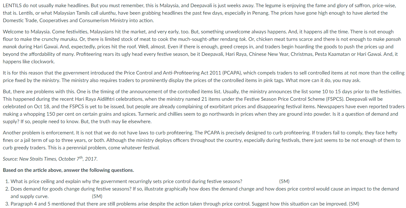 LENTILS do not usually make headlines. But you must remember, this