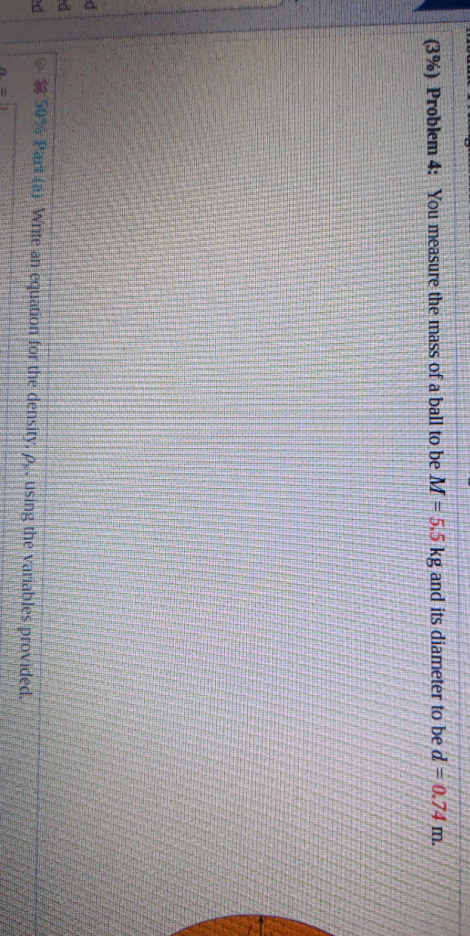 write an equation for the density, ps, using the variables provided. also