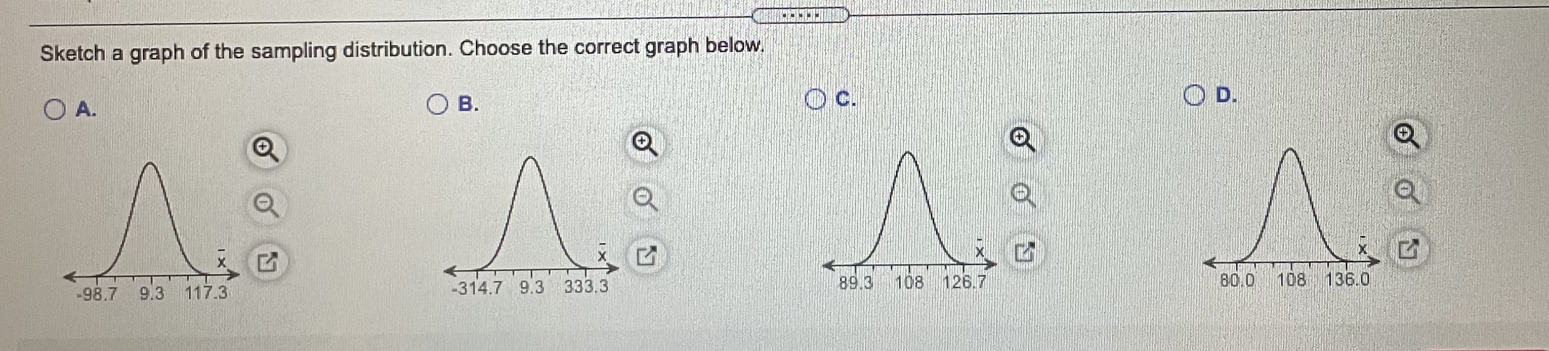 mean of the indicated sampling distribution. Then sketch a graph of the