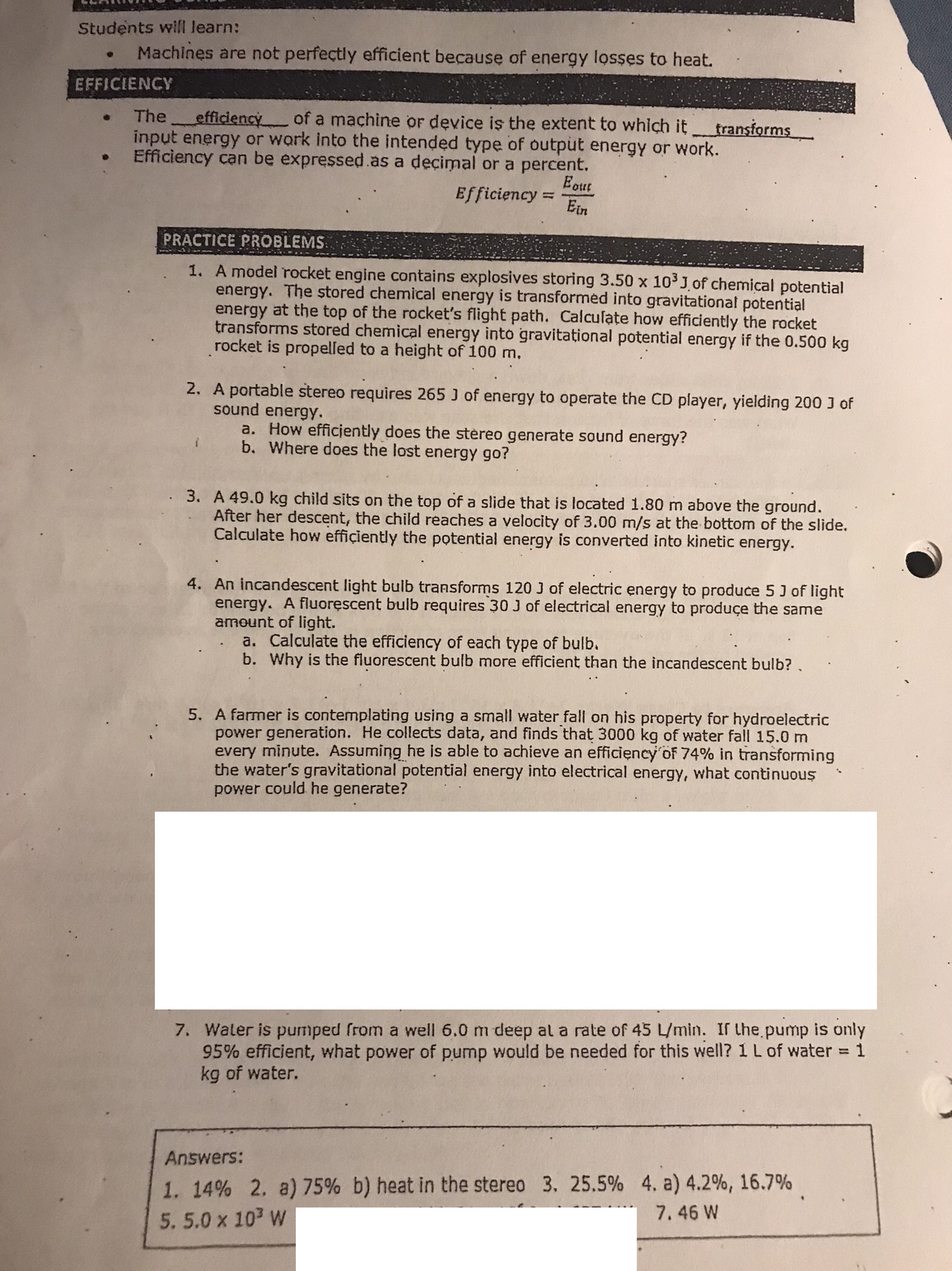 the extent to which it _transforms input energy or work into the