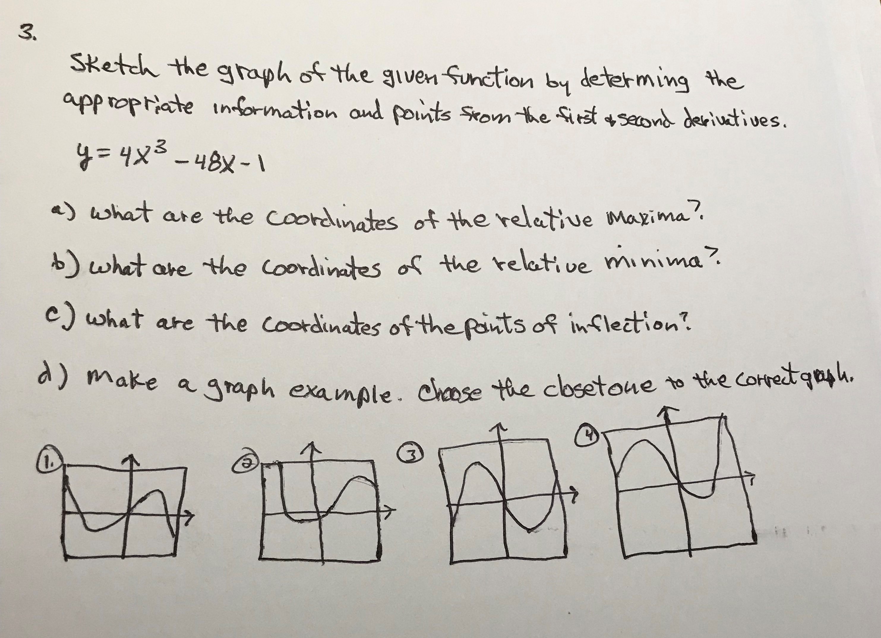 3. Sketch the graph of the given function by determing the