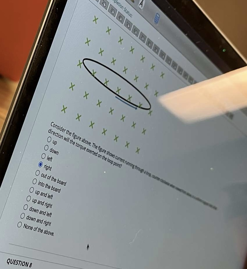 board O into the board O the force is zero O None