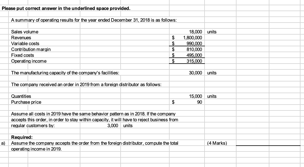 Please put correct answer in the underlined space provided. A summary