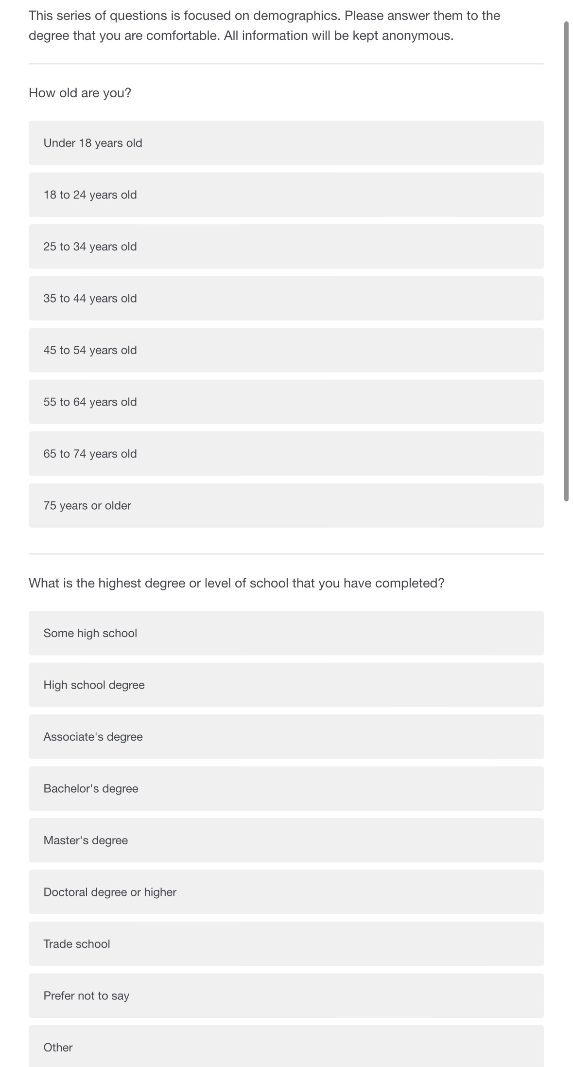 for being willing to complete this survey, which is designed to help