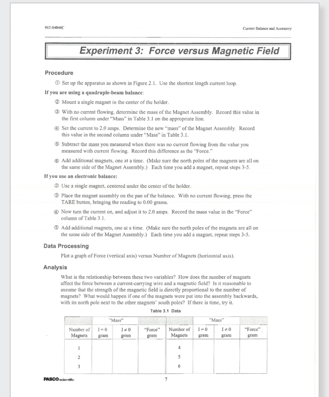 in Figure 2.1. Use the shortest length current loop. If you are