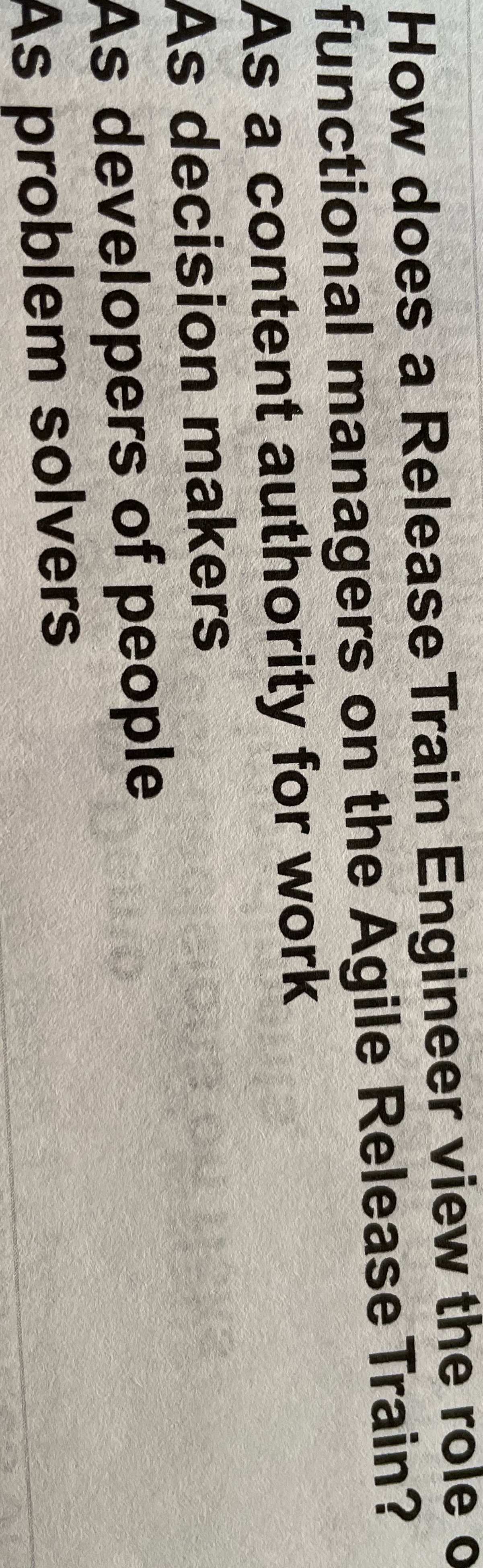 How does a Release Train Engineer view the role functional managers