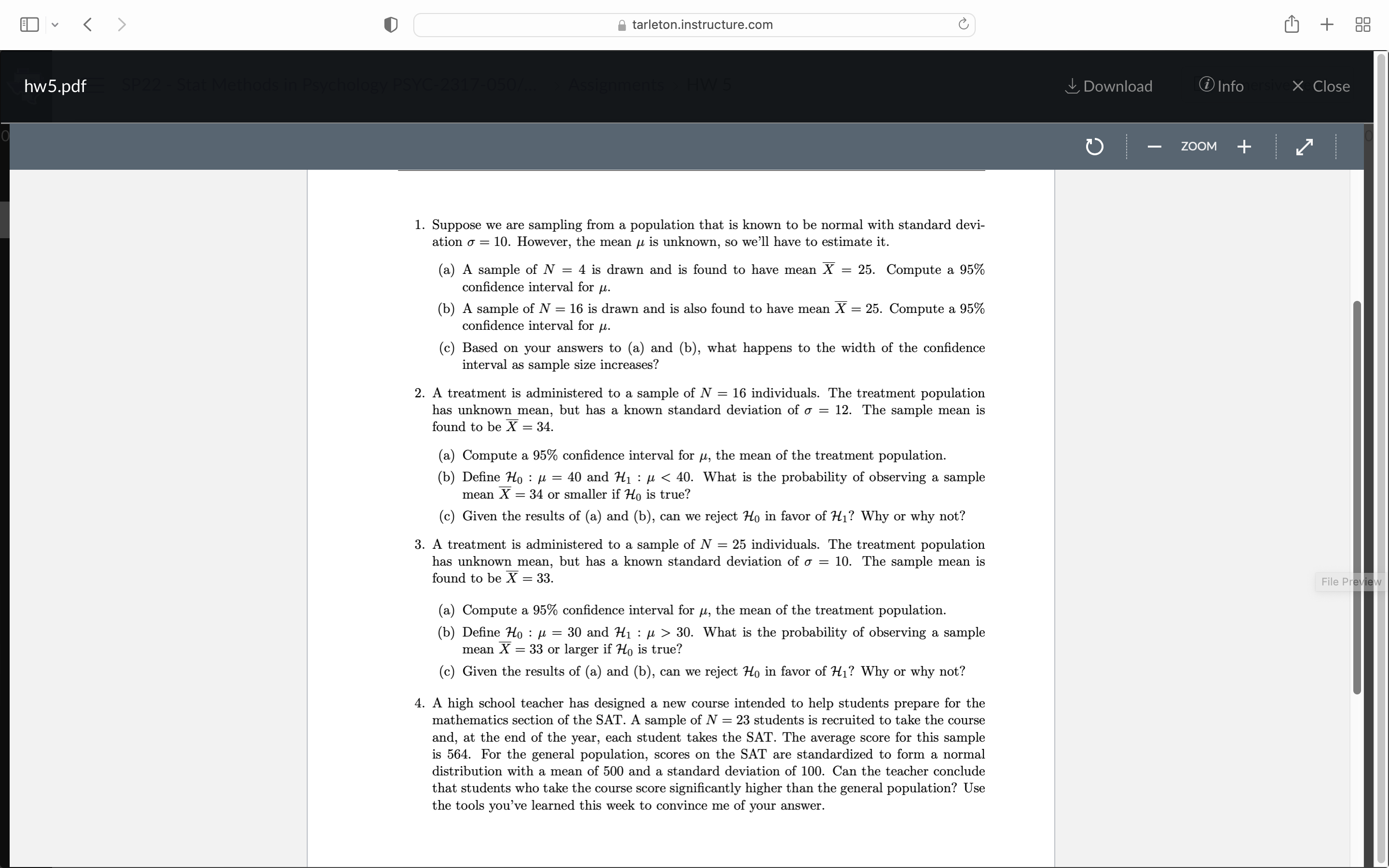 that is known to be normal with standard devi- ation o =