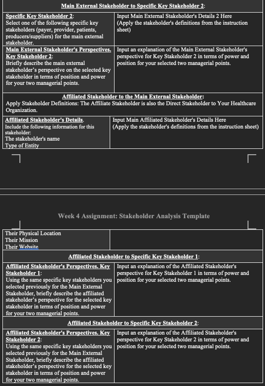 work for, or represent, applied your selected role/title. Primary Stakeholder Owner You