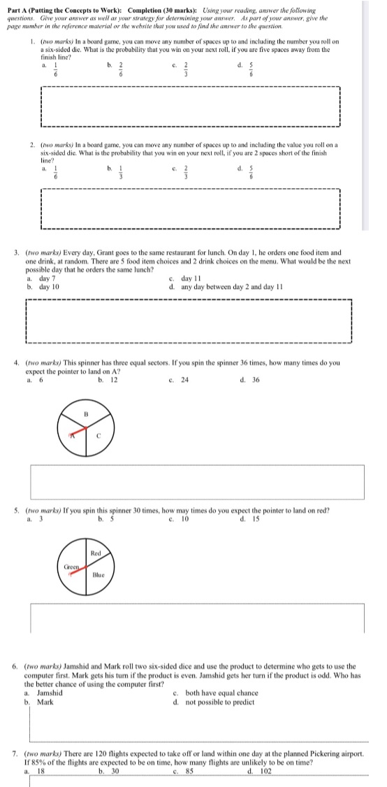 Please explain the statagy for determining the answers Part A (Putting the