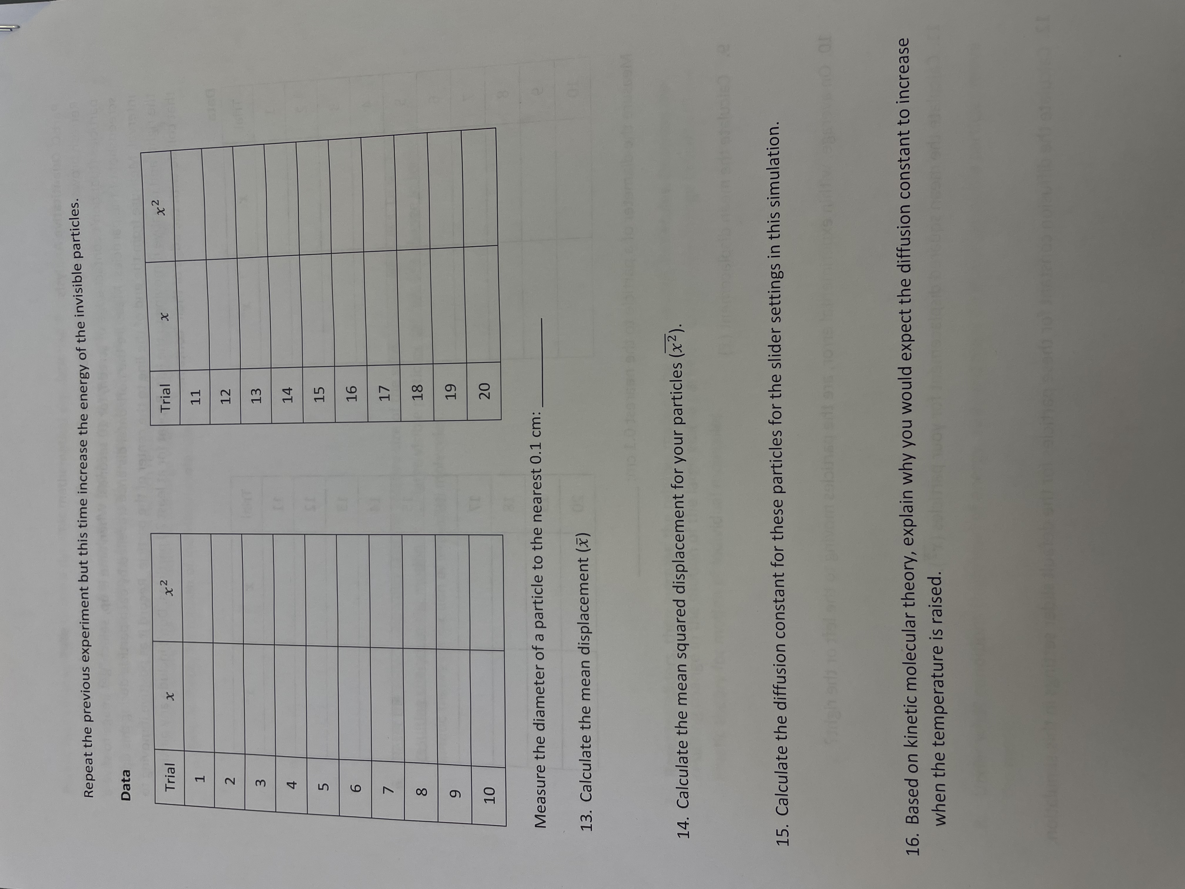 end of the line to the center of the particle. Record it