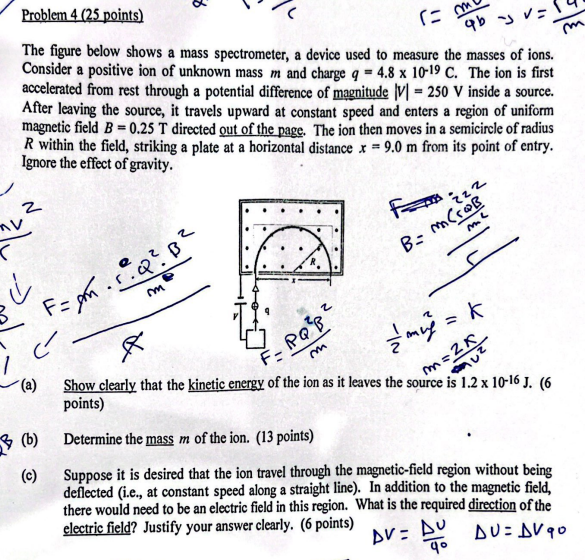 The figure below shows a mass spectrometer, a device used to measure