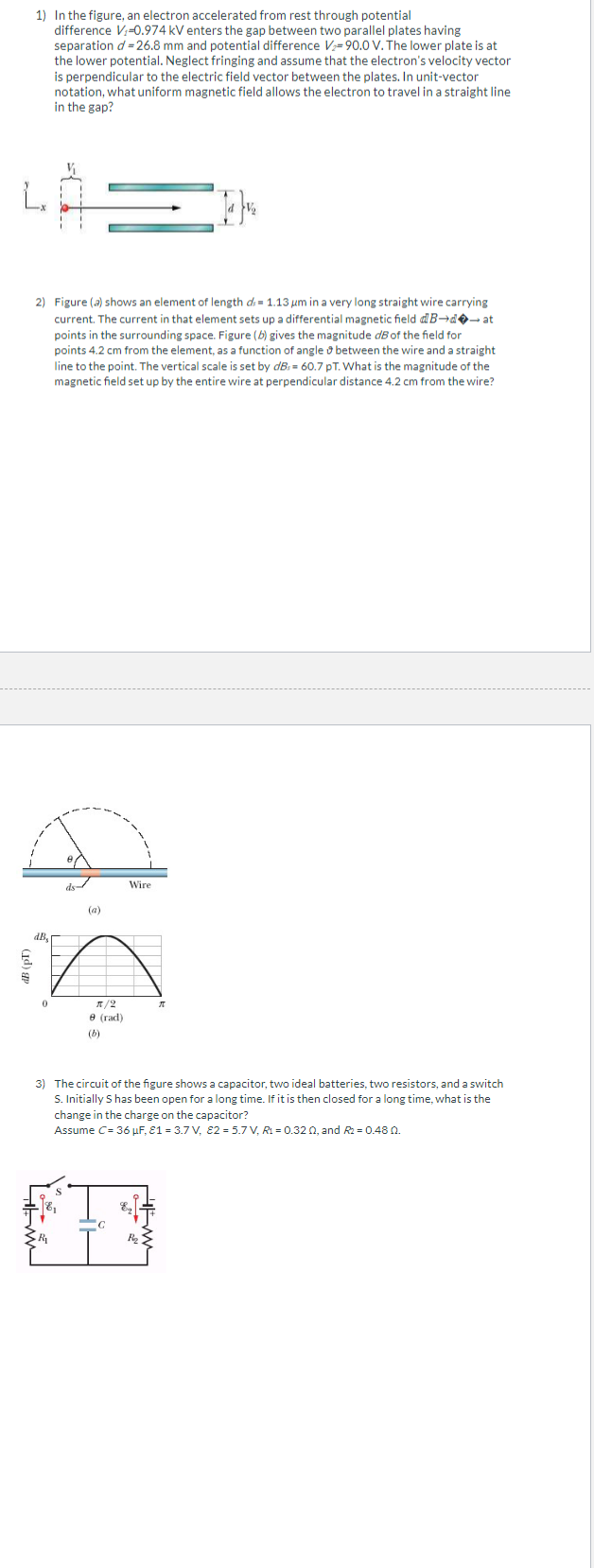 1) l n the figure. an electron accelerated from rest through