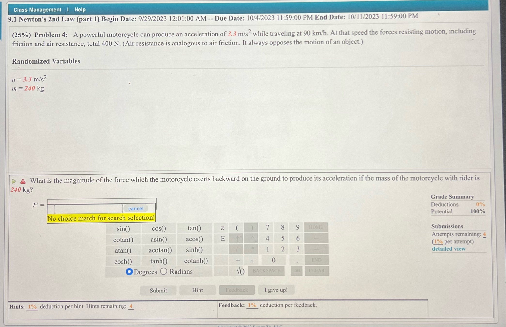Class Management | Help 9.1 Newton's 2nd Law (part 1) Begin