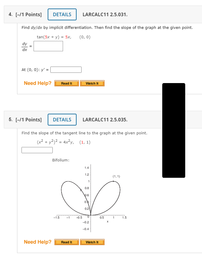 LARCALC11 2.5.039. Find an equation of the tangent line to the graph