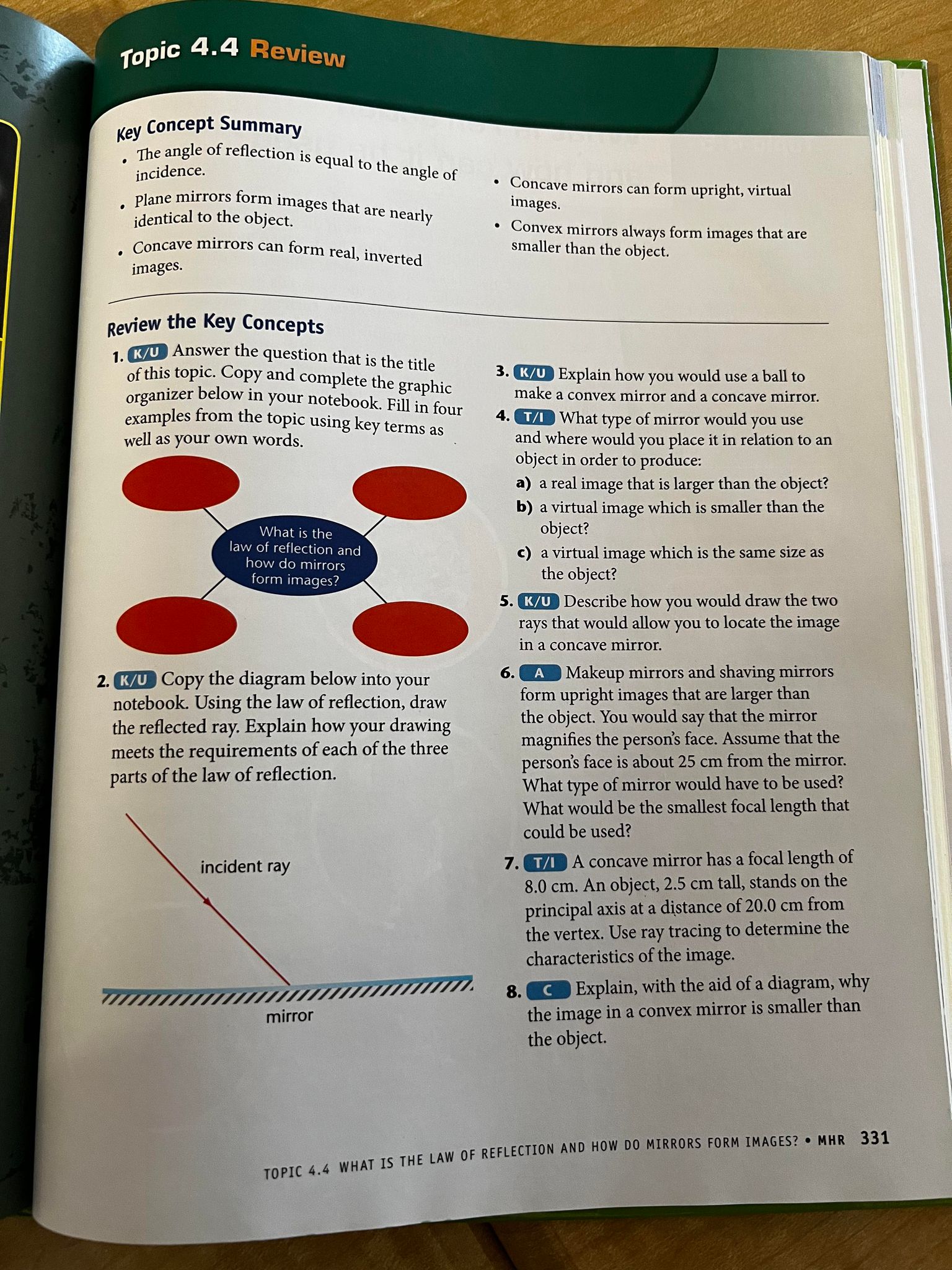Can anyone please answer this physics questions to #1-8? Topic 4.4 Review