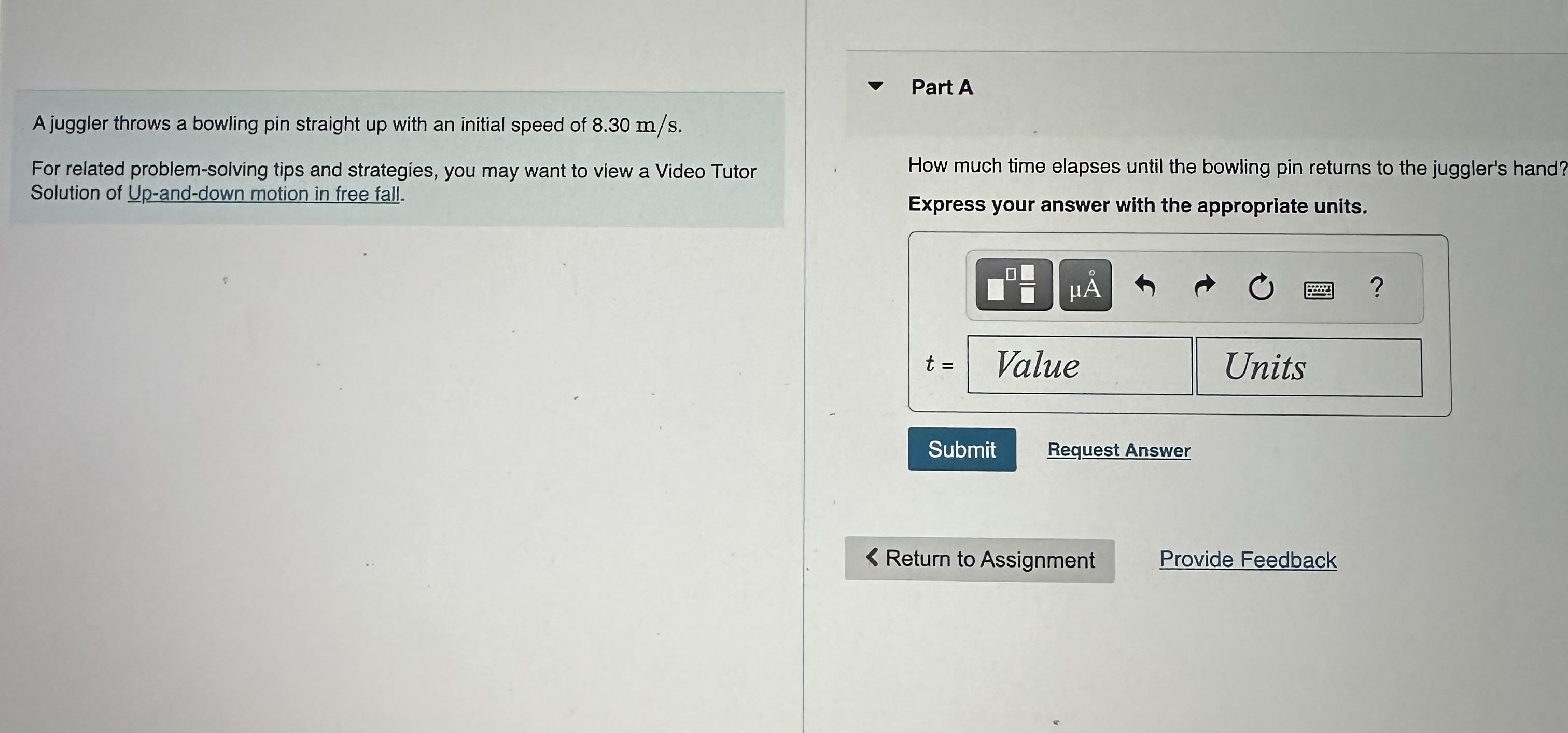 an initial speed of 8.30 m/s. For related problem-solving tips and strategies,