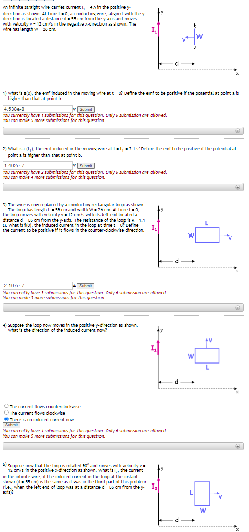 the positive y- direction as shown. At time t = 0, a