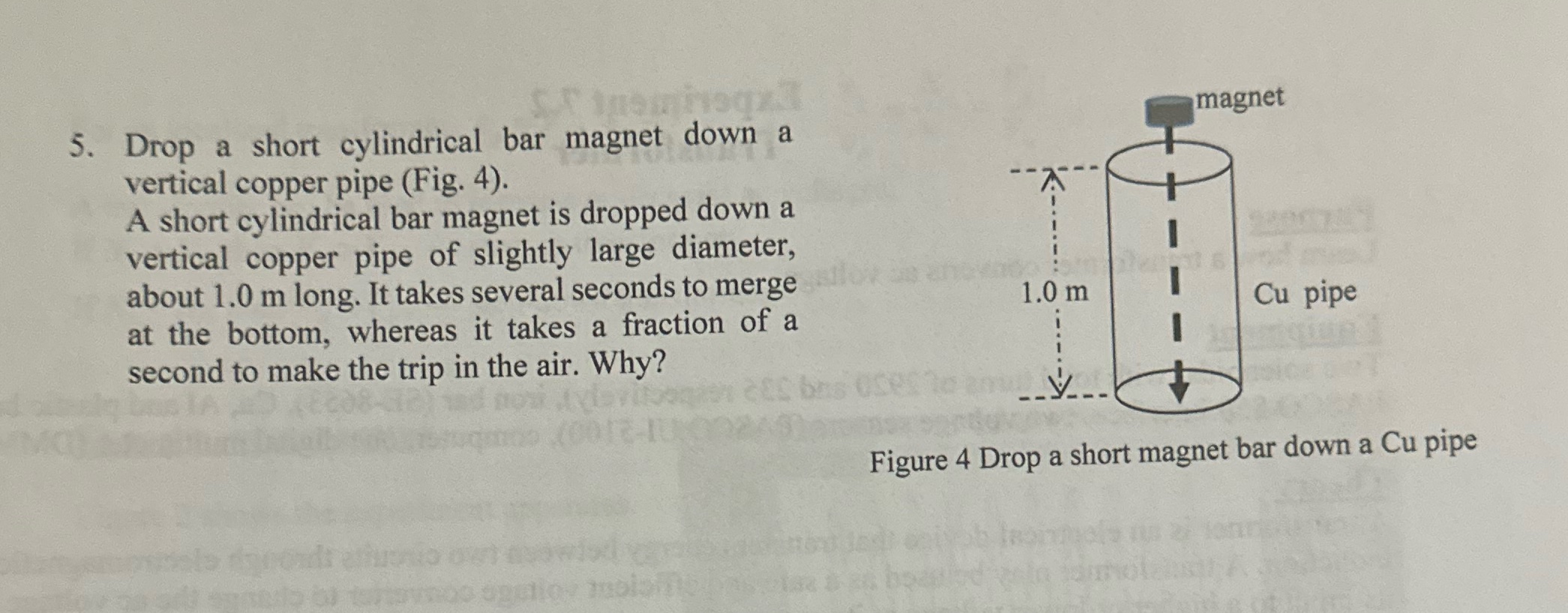 Help. magnet 5. Drop a short cylindrical bar magnet down a vertical