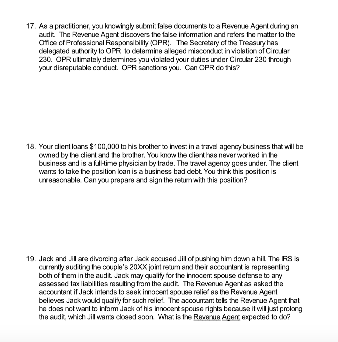 a short answer (3-4 lines) for the following hypothetical situations. To recleve