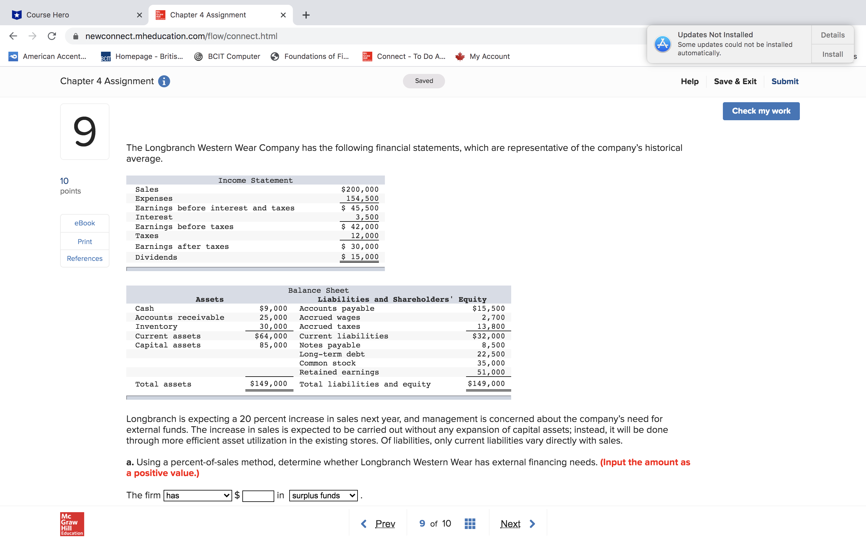 ( 6 C i newconnectmheducation.com/flow/connect.html ' Updates Not Installed Details @ Some