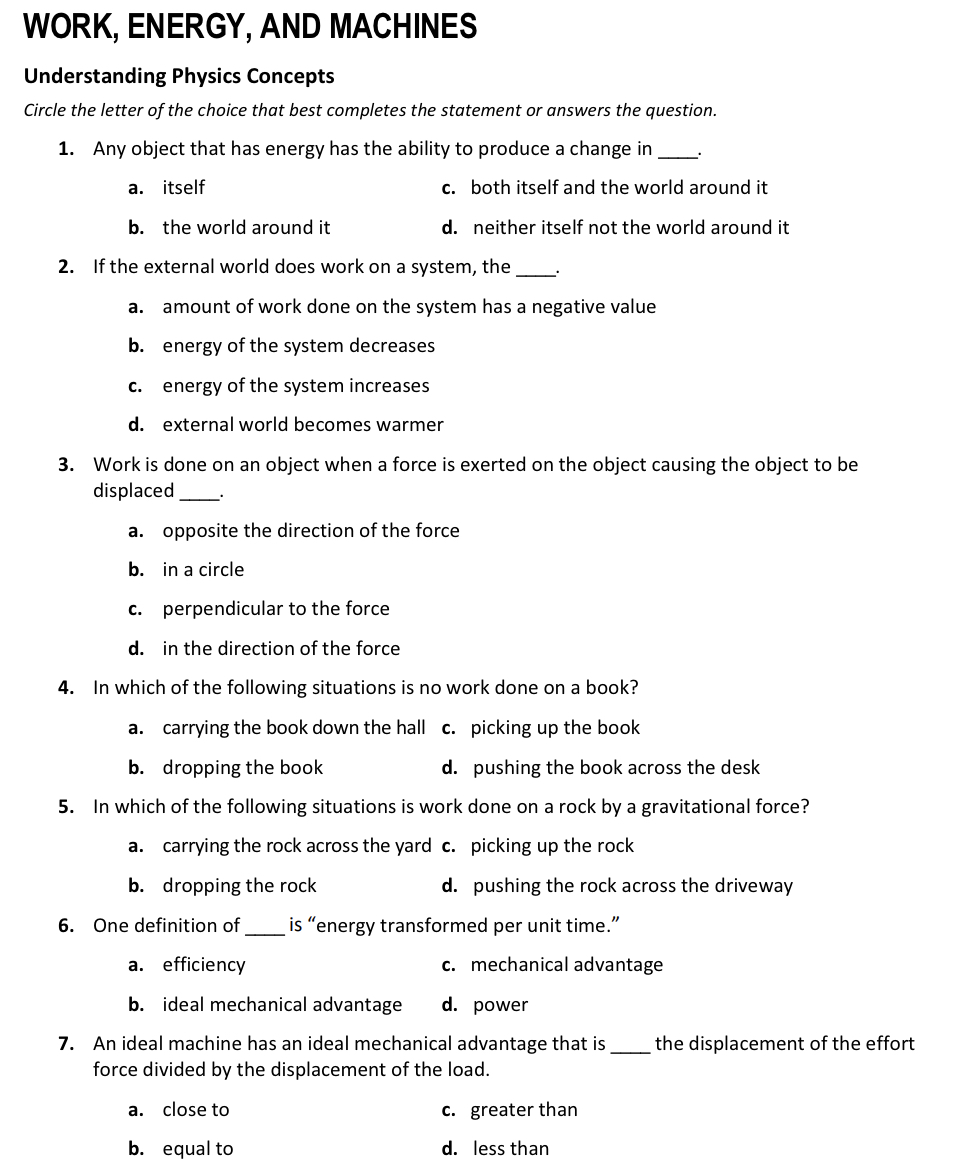 or levers. Classify each of the following machines as a type of