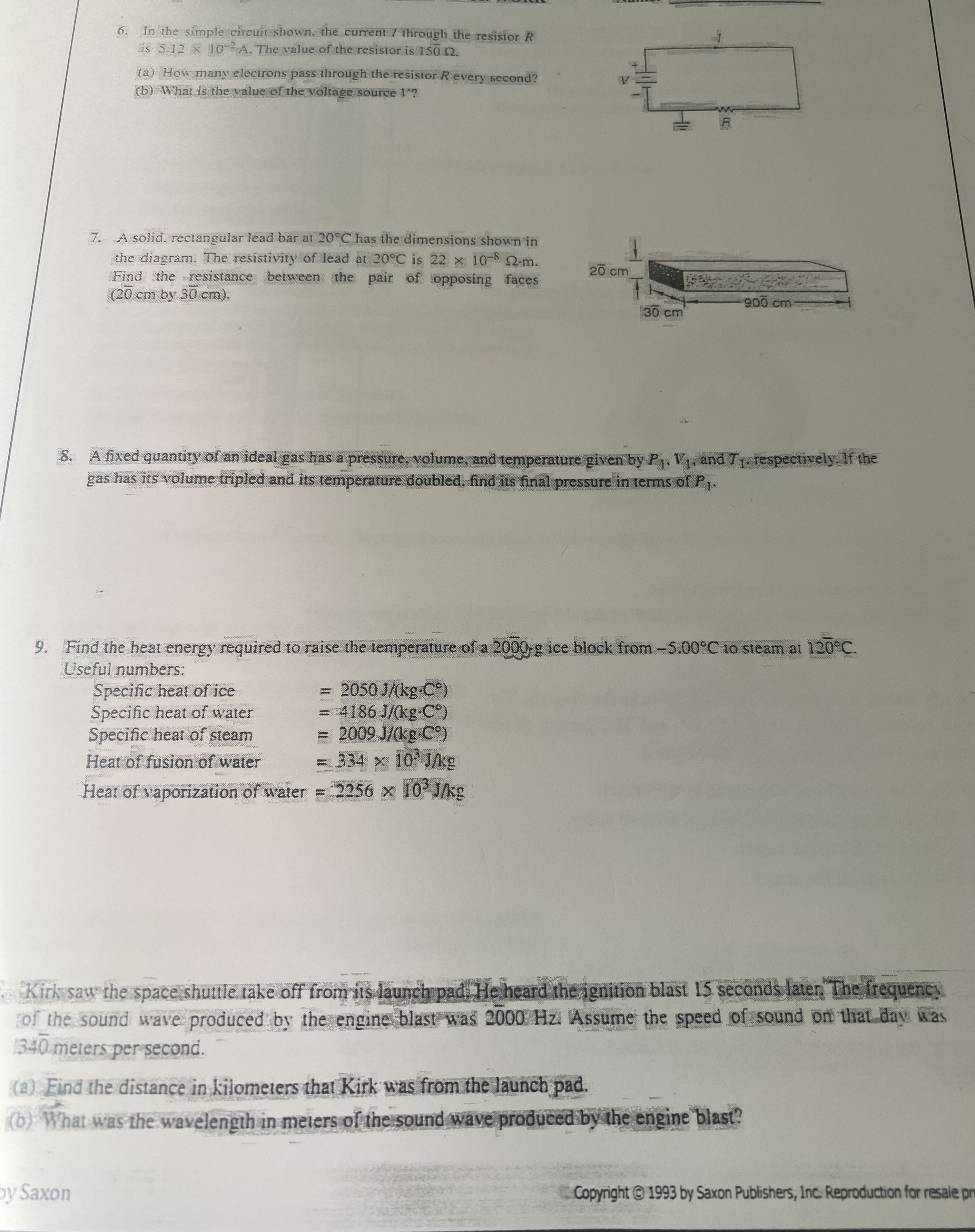  6. In the simple circuit shown, the current / through the