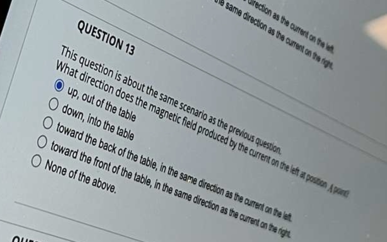 point? up, out of the table O down, into the table O