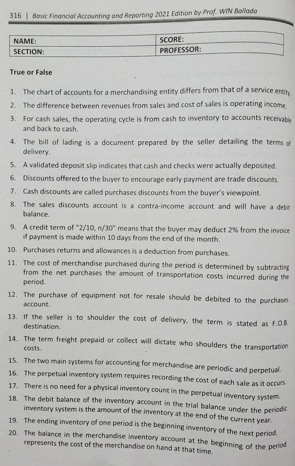 316 | Basic Financial Accounting and Reporting 2021 Edition by Prof.