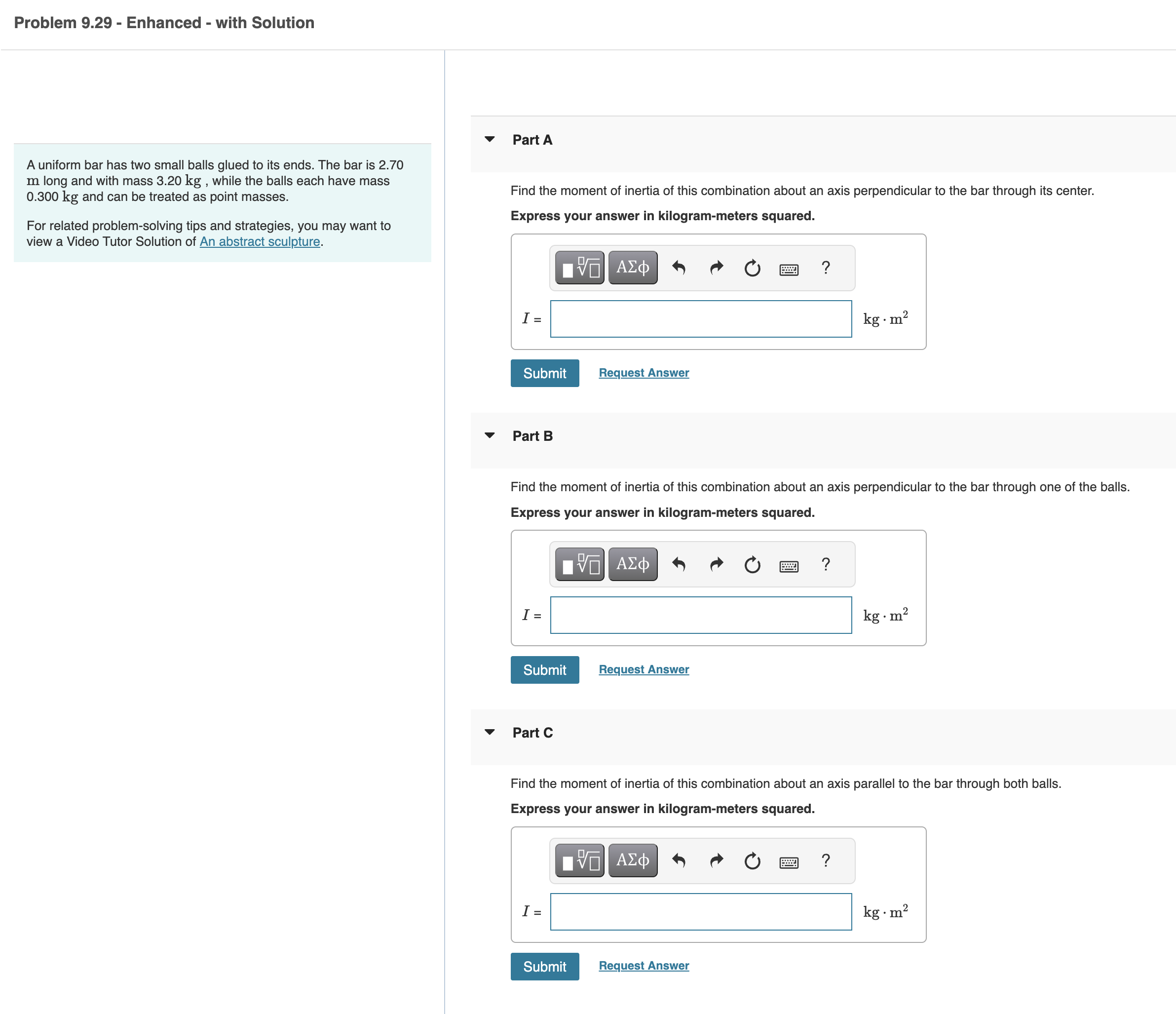  Problem 9.29 - Enhanced - with Solution Part A A uniform