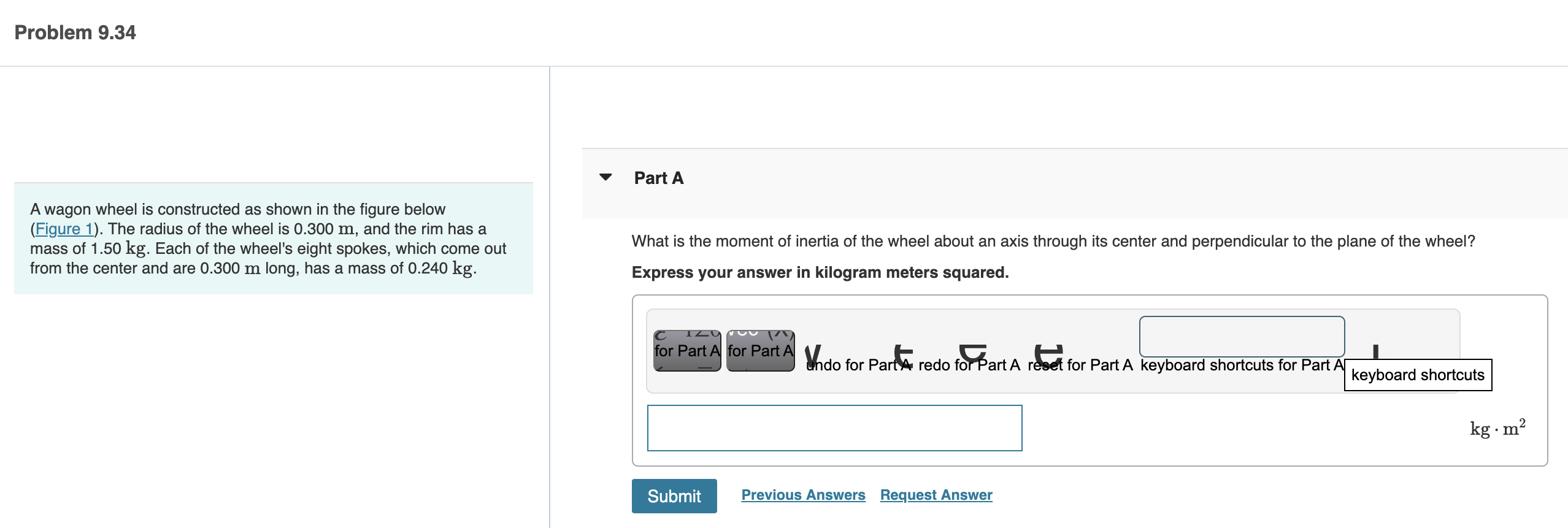 bar has two small balls glued to its ends. The bar is