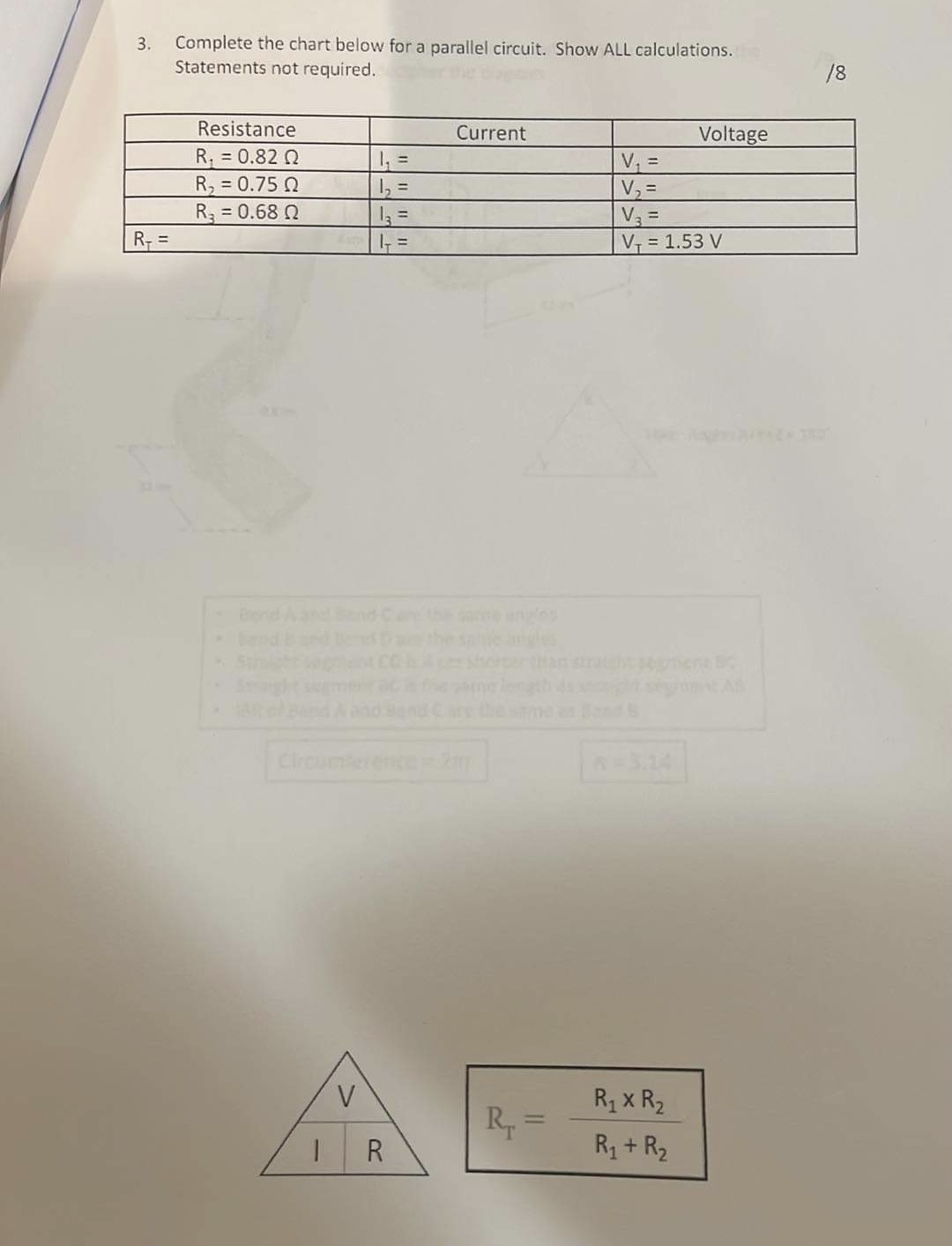 Data li'St 2. All calculations with units for every step 3. Circle