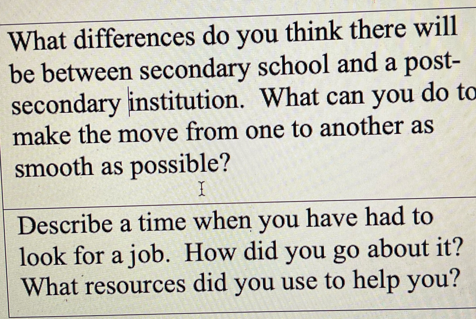  What differences do you think there will be between secondary school