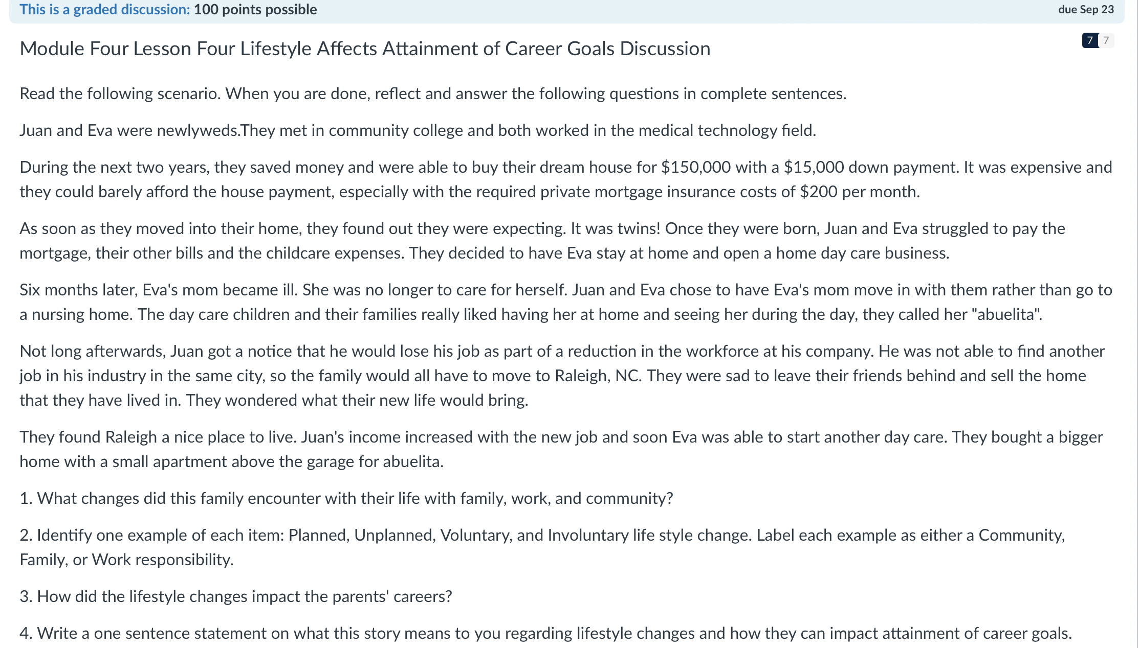 Module Four Lesson Four Lifestyle Affects Attainment of Career Goals Discussion .7