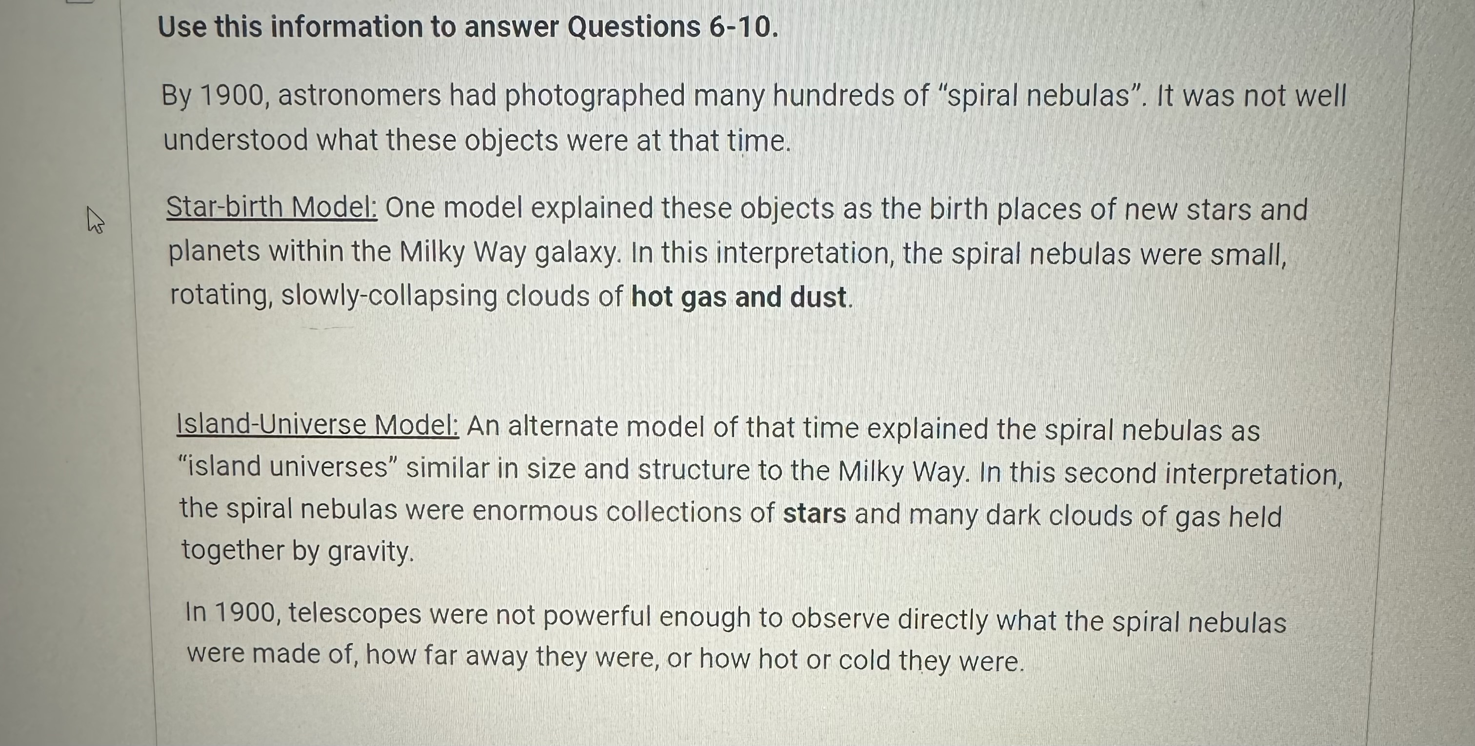 was not well understood what these objects were at that time. Star-birth