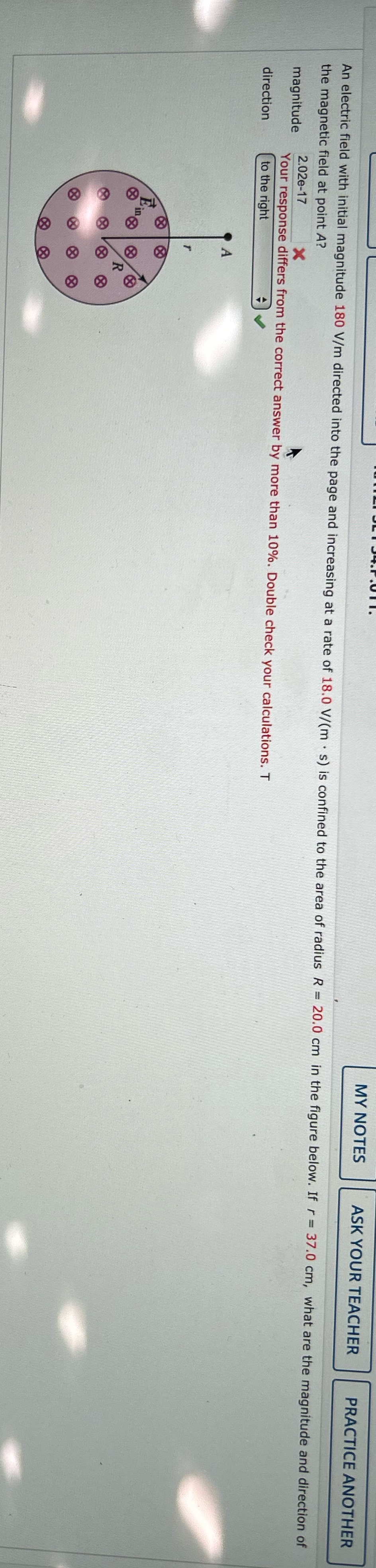 MY NOTES ASK YOUR TEACHER PRACTICE ANOTHER An electric field with