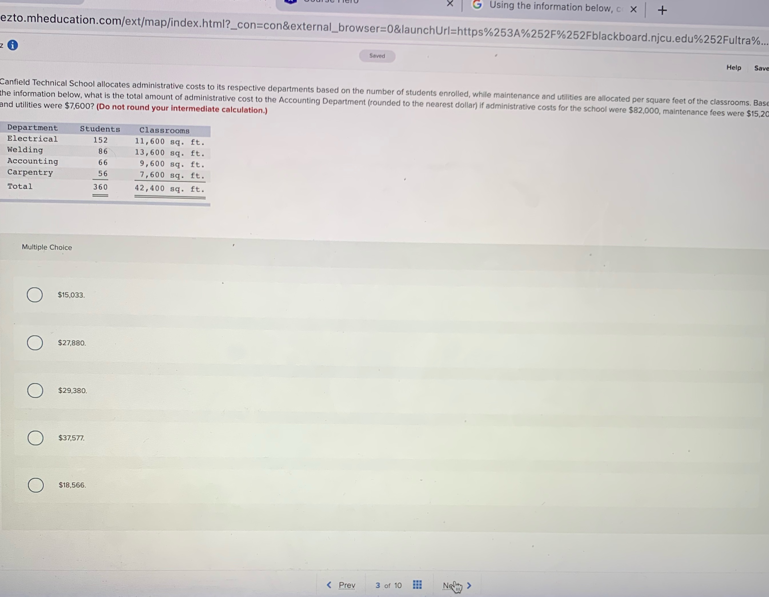 G Using the information below, c X + ezto.mheducation.com/ext/map/index.html?_con=con&external_browser=0&launchUrl=https%253A%252F%252Fblackboard.njcu.edu%252Fultra%. Saved Help