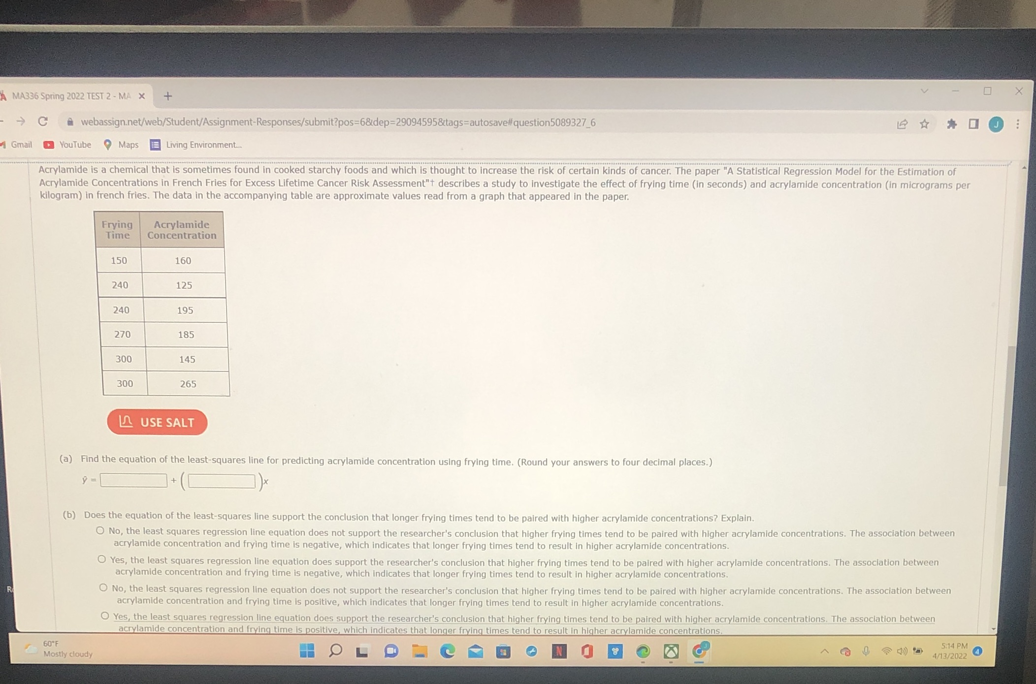 X MA336 Spring 2022 TEST 2 - MA X + G