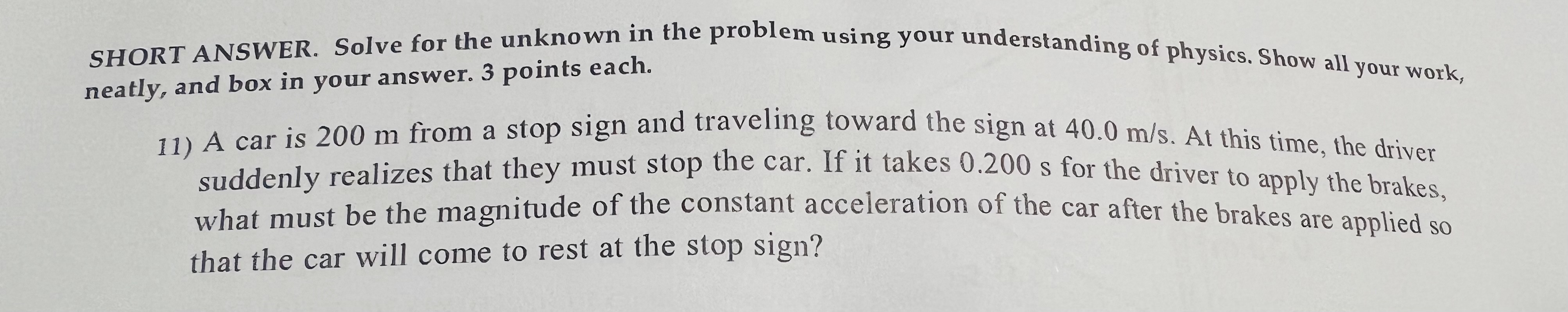 Solve for the unknown in the problem using your understanding of physics.